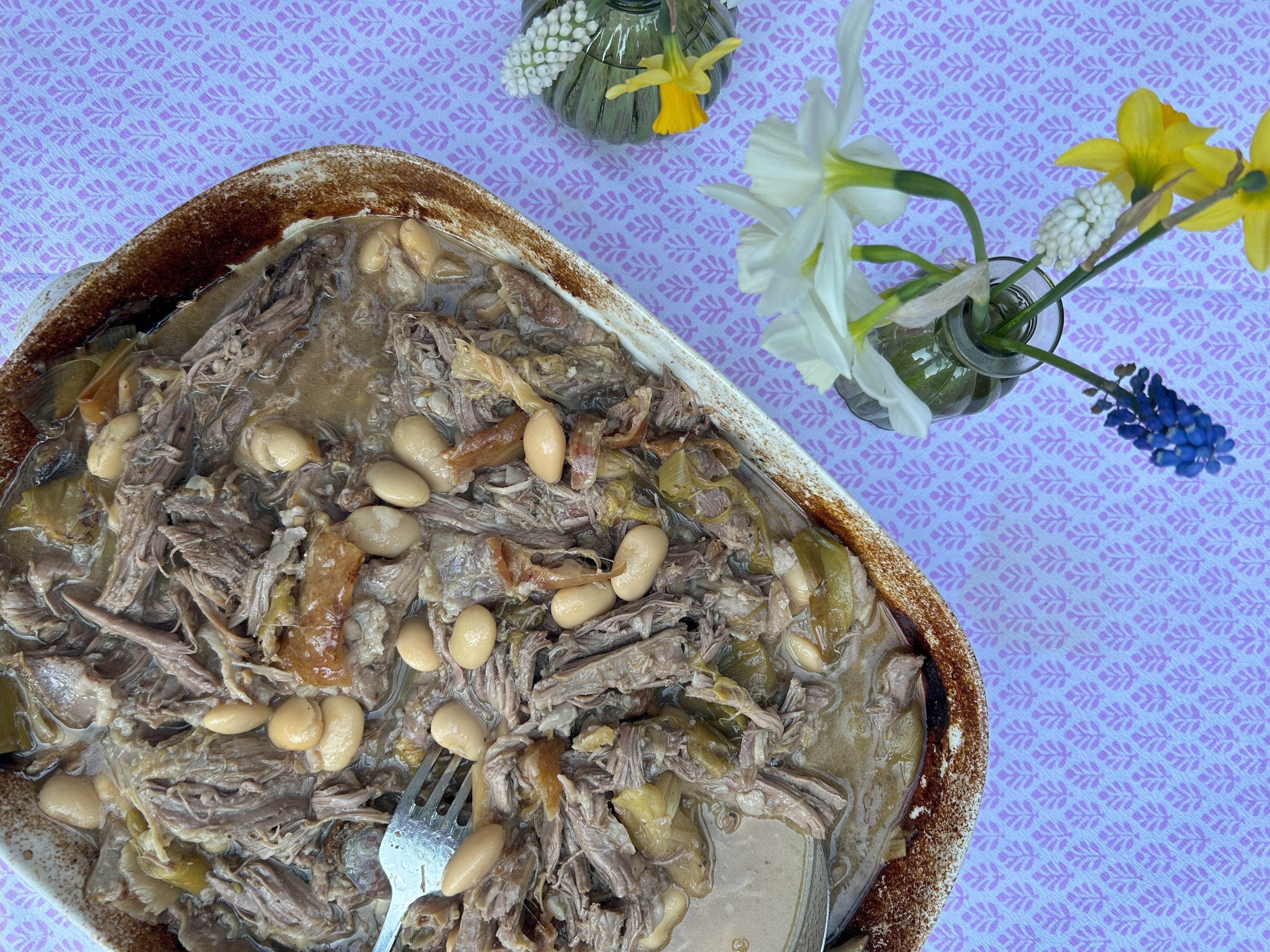 Easter Series: Slow cooked lamb with garlic, anchovies and butter beans