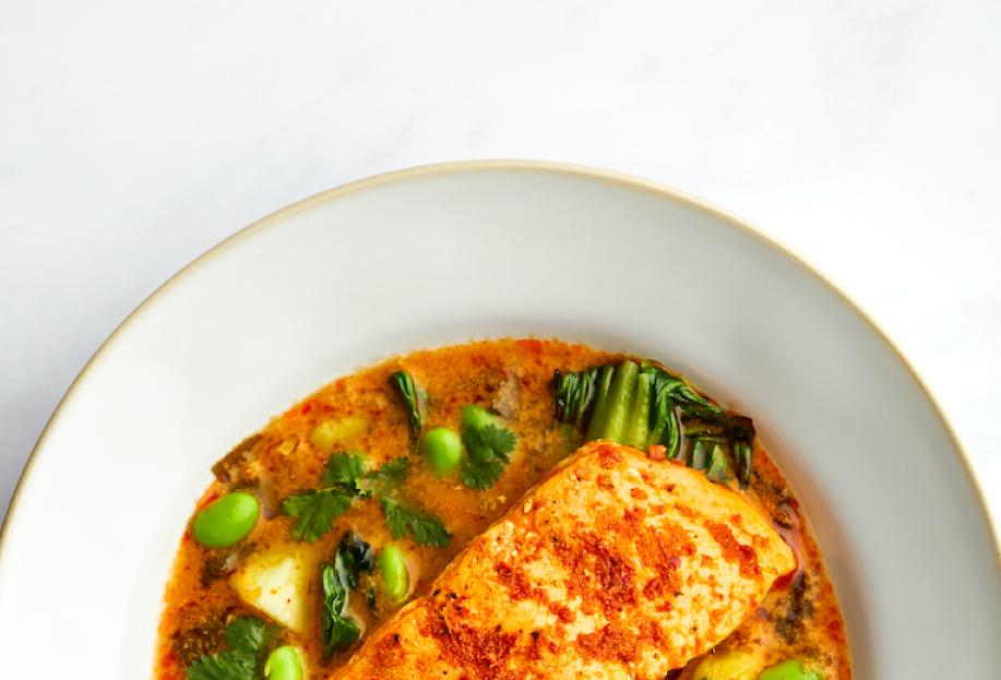 Fragrant trout with pak choi
