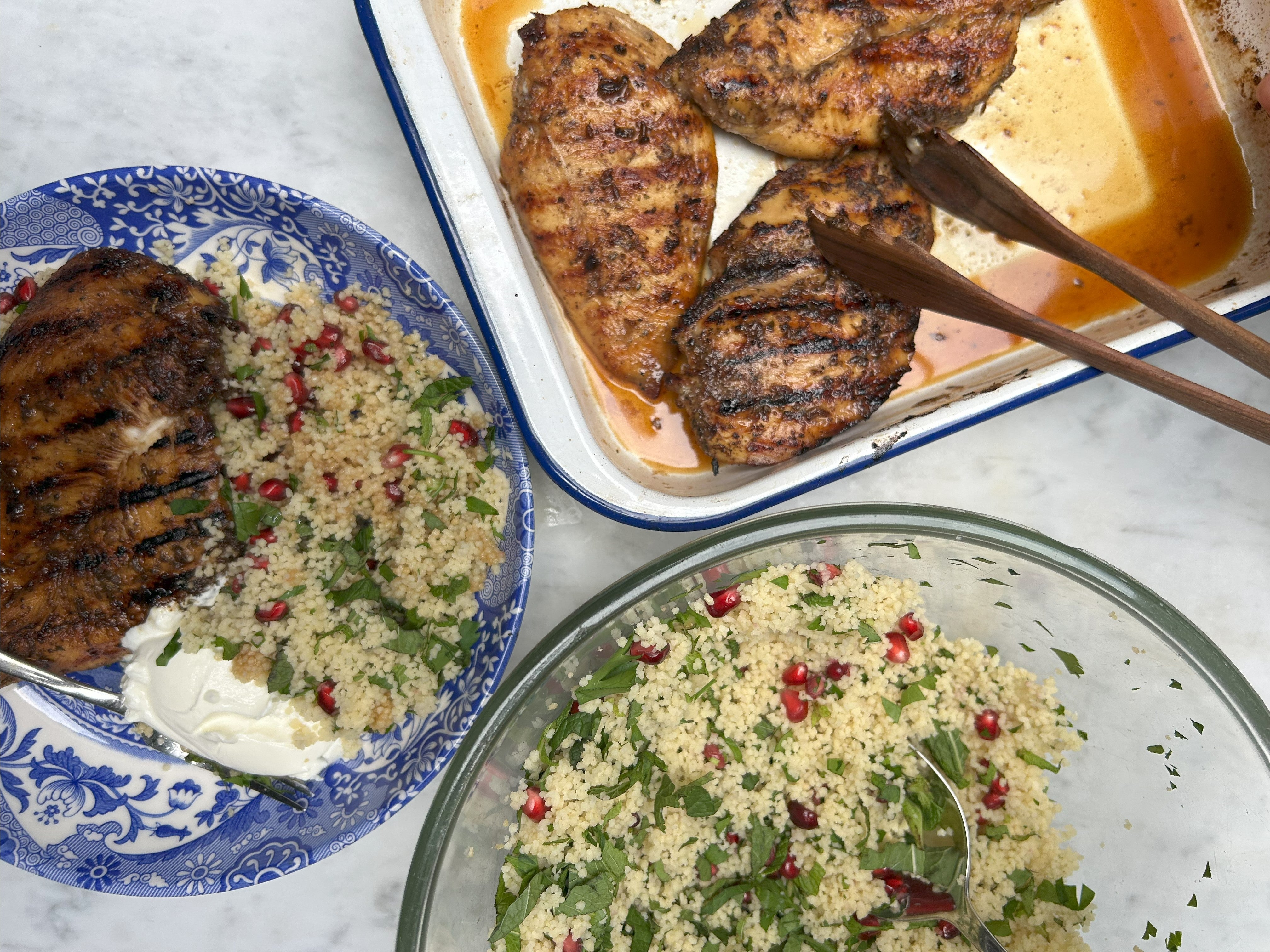 Sizzle & Drizzle: Sticky Pomegranate Chicken with Cous Cous